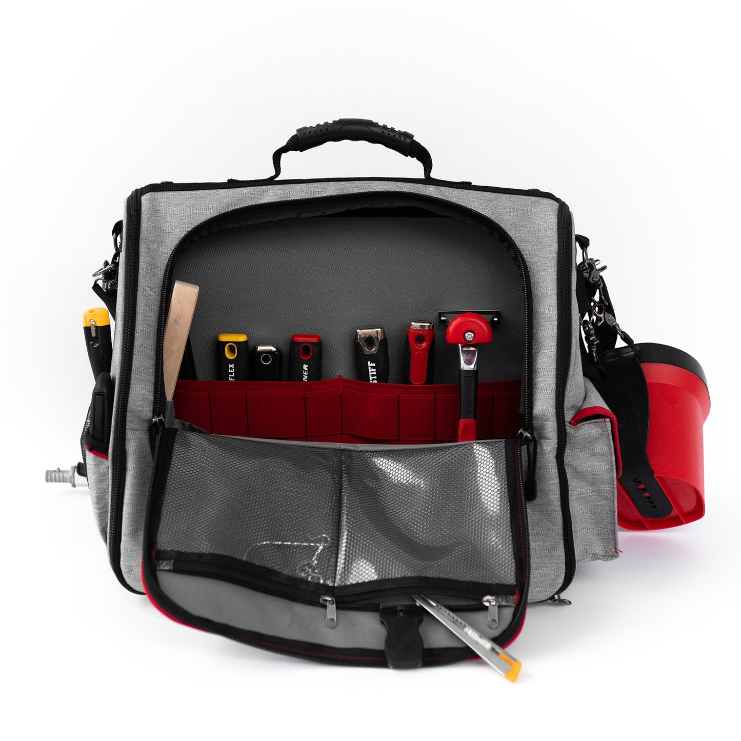 Handy Tool Bag Deluxe – Tool Tote Organizer | Water-Resistant, Reinforced Base, Padded Shoulder Strap | Ideal for Electricians, Contractors, DIYers
