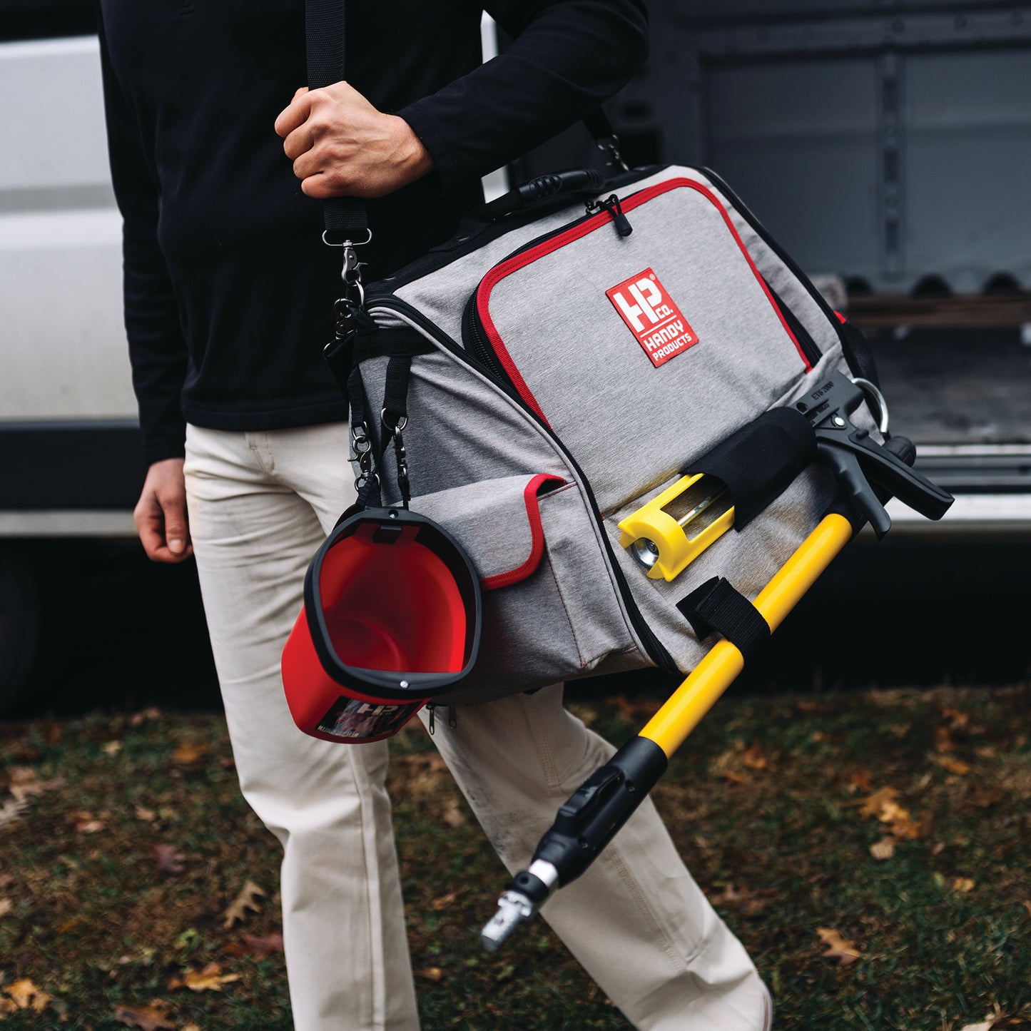 Handy Tool Bag Deluxe – Tool Tote Organizer | Water-Resistant, Reinforced Base, Padded Shoulder Strap | Ideal for Electricians, Contractors, DIYers