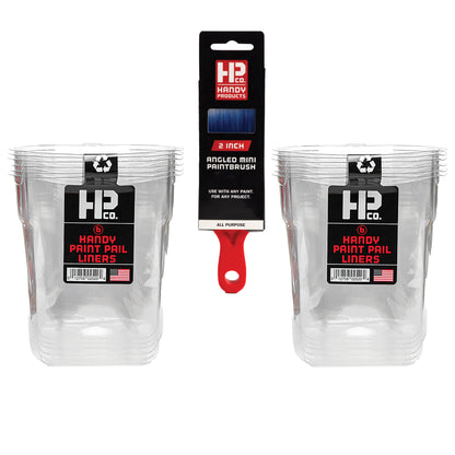 Handy Paint Pail Liners – 12 Disposable Inserts for Quick Clean-Up and Easy Color Changes, Designed to Fit Handy Paint Pail & 2" Sash Brush